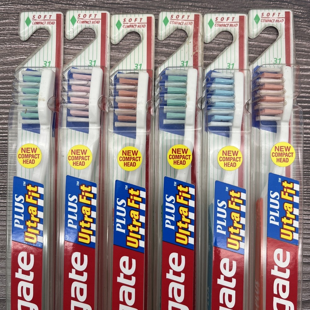 6 Colgate PLUS Ultra Fit Bi-Level Toothbrush Diamond Shaped Soft Compact Head